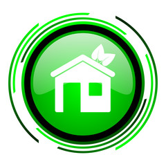 home green circle glossy icon