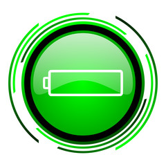 battery green circle glossy icon