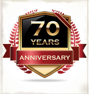 70 years anniversary golden label