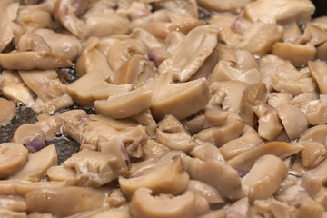 background of mushrooms fried in a pan