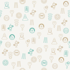 Traffic icons seamless pattern