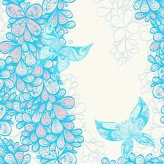 Vintage invitation card with flowers and butterflies. Eps10