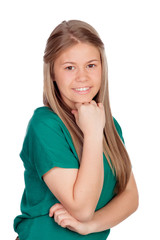 Fototapeta premium Indecisive girl looking up