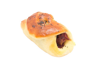 bun with jam on a white background