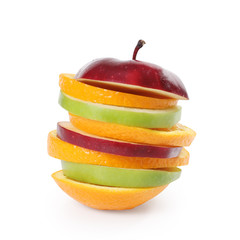 Fototapeta na wymiar apple Lemon and orange Color Fruits