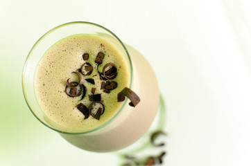 Chocolate shake on white background