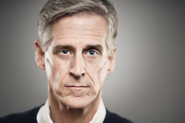 Mature Caucasian Man With Blank Expression Portrait
