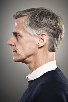 Mature Caucasian Man With His Eyes Closed Portrait