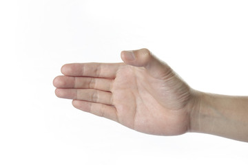 beautiful man hand for shake hand feeling isolated on white background