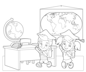 The coloring page - the classroom