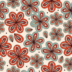 Floral bright ornamental seamless pattern