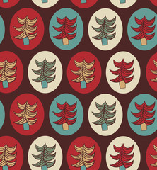 Seamless Christmas pattern with decorative trees