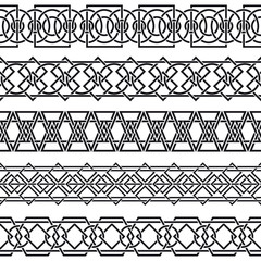Set of seamless vintage borders in the form of celtic ornament