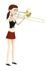 3d render of cartoon character with trumpet