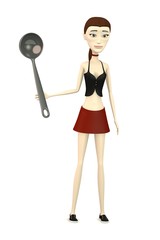 3d render of cartoon character with kitchen untensil