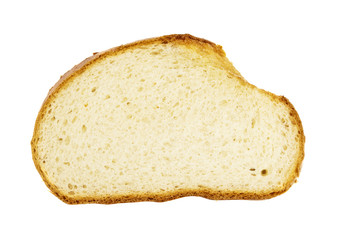 Slice of cereal bread on white background