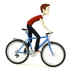 3d render of cartoon character on bicycle