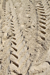 Tire Tracks in Sand Abstract