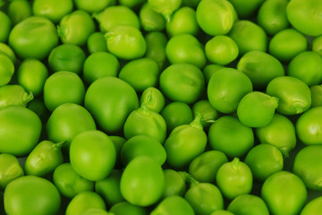 Sweet green peas close-up