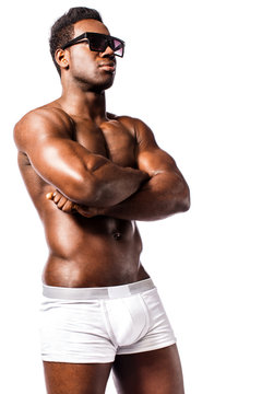 Muscular African man posing with confidence