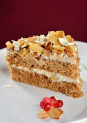 Healthy organic cake with white chocolate almonds and nuts