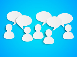 Paper people with speech bubbles