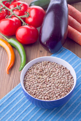 Bowl with lentil and vegetables