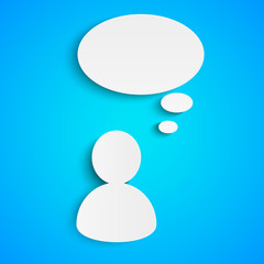 Paper man with speech bubble