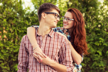 Obraz premium lovely couple in glasses