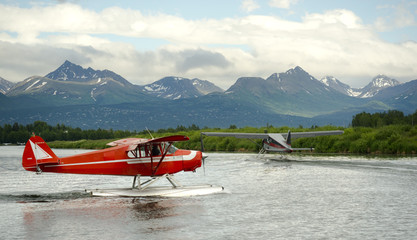 Seaplane Taxis Takeoff Lake Hood Ted Stevens National Airport