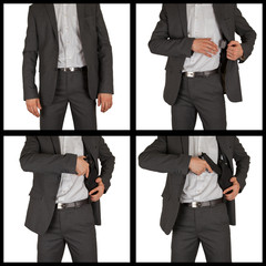 Secret service agent with a gun, series