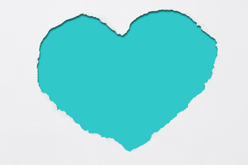 Herzform, Papierweiss, türkis