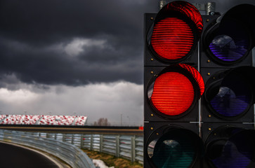 Traffic light on race track