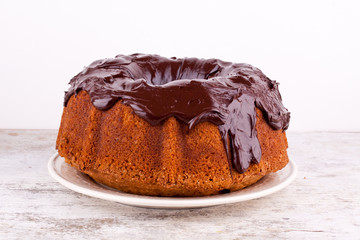 cake with chocolate sauce