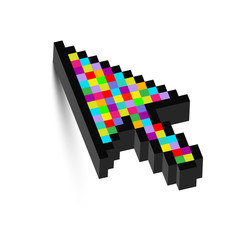 3D mouse arrow cursor with shadow. Vector.