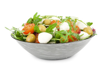 Vegetable salad bowl isolated on white