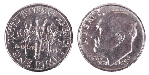 Isolated Dime - Both Sides Frontal