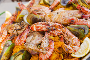 home-made paella in garden