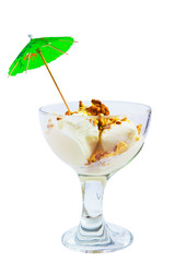 ice cream nut food cup isolated white background clipping path