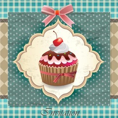 Vintage card with cupcake