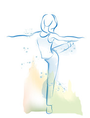 outline illustration of dancing girl