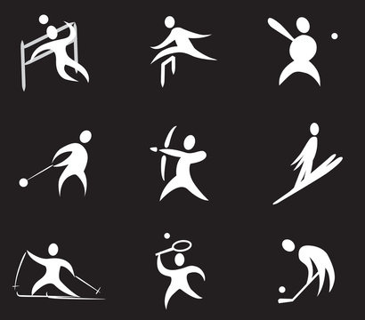 Summer and winter games icon set 3 - black & white