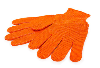 orange gloves isolated on white