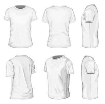 Men's white short sleeve t-shirt design templates