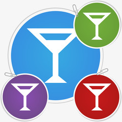 Vector illustration sticker - glass with drink