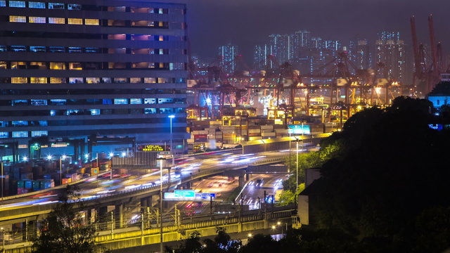 City Timelapse. Busy Road. Hong Kong.
