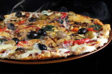 steaming hot pizza