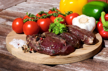 meat with fresh vegetables.