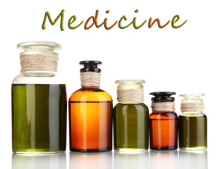 Medicine bottles isolated on white