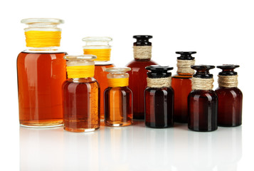 Medicine bottles isolated on white